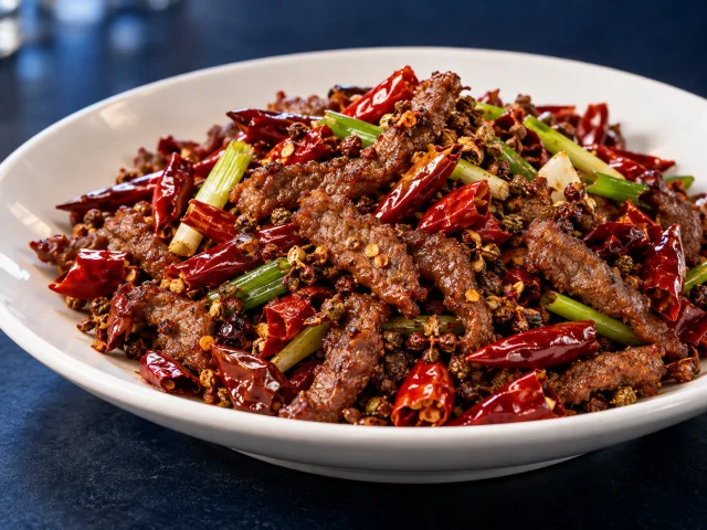 Illustrative image of Sze-Chuan Beef Chili Dry