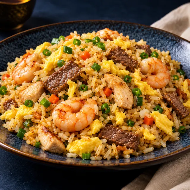 Illustrative image of Egg Fried Rice with Chicken/Prawn/Beef